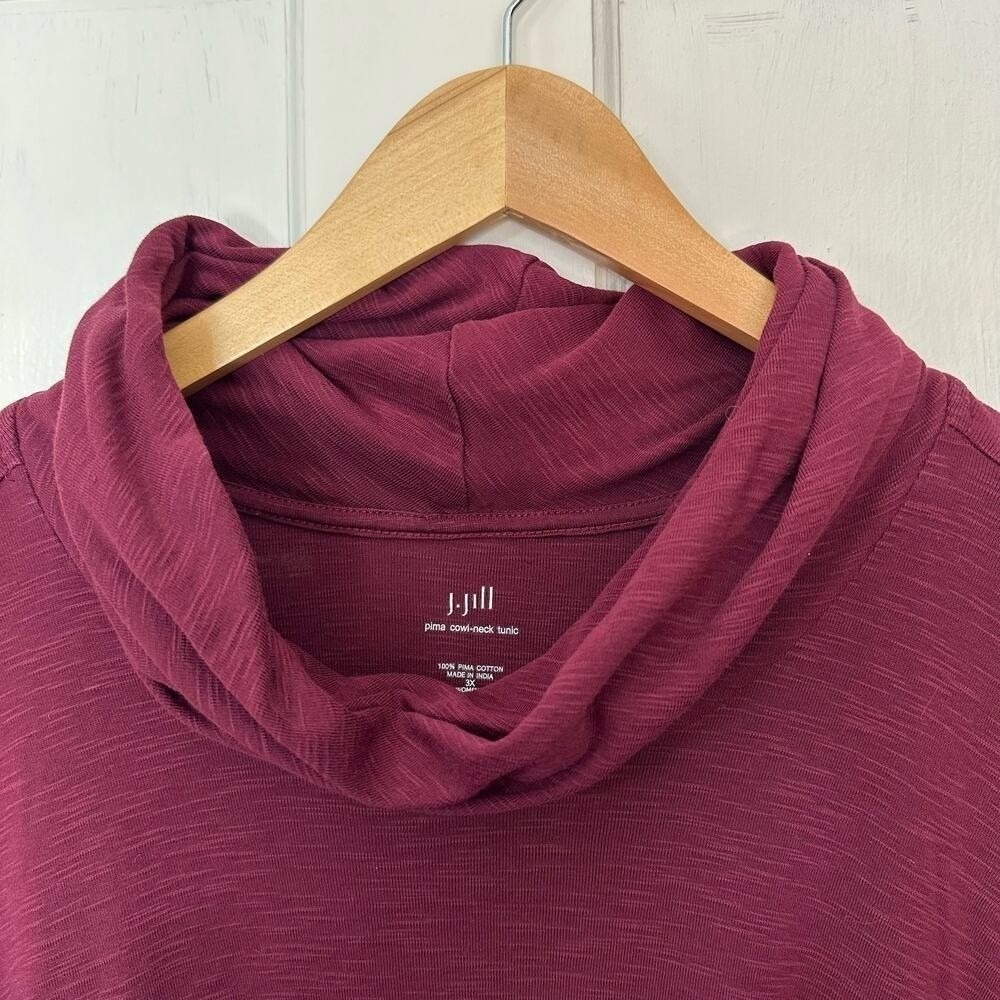 J. Jill Pima Cowl Neck Tunic Burgundy Womens Plus‎ Size 3X Lagenlook Pullover - Picture 5 of 7